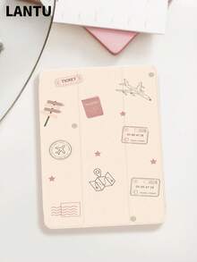 1 件装地图旅行飞机图案平板电脑保护套，兼容 Apple 10.2 英寸/Pro 11 英寸 2020/2021 款、(A16) 11 英寸第 11 代 2025 款、第 9/10 代、Air 4 代 10.9 英寸、Galaxy Tab S6 Lite 10.4 英寸，防摔，带 Apple Pencil 插槽，支持睡眠/唤醒功能，浪漫礼物 - 彩色 - 查看 3