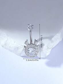 1pc G23 Titanium Fashionable & Delicate Belly Button Ring For Women - Silver - View 4