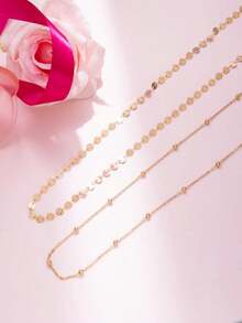 2pcs Women's Golden Vintage Body Chains With Glittery Beads, Jewelry Accessories Summer Beach Party - 金子 - 查看 5