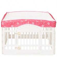 Cubierta superior de malla para perro para corrales de 914 cm con 4 paneles cubierta de caja para perros cubierta de pluma de juego para cachorros ideal para uso en interiores y exteriores conexiones de . Nota: parque infantil no incluido. Rosa - Rosa - Ver 8