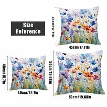 1 Stück Aquarell Blumen Muster Kissenbezug [ohne Kissenfüllung], 17,7*17,7 Zoll (45*45 cm)/19,69*19,69 Zoll (50*50 cm)/15,75*15,75 Zoll (40*40 cm), [einseitiger Muster], aus Polyester, Landhausstil Kissenbezug für Sofa, Bett, Wohnzimmer, Schlafzimmer, Auto, Büro, Hotel Dekoration, geeignet für alle Jahreszeiten, perfektes Geschenk für Familie und Freunde - Verschiedenfarbig - Übersicht 3