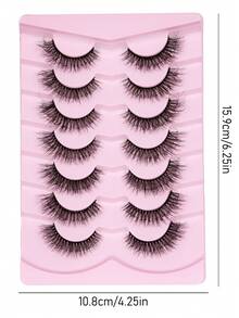 7 Pairs Natural Thin False Eyelashes - Reusable, Lightweight And Comfortable, Create Dramatic Eye Makeup Effect - Perfect For Daily Wear False Eyelash Strips - Black - View 6