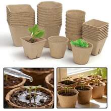 50PCS Pulp Seedling Cups With Drainage Holes Paper Seedling Pots For Home Garden Nursery Vegetable Flower Seed Germination Starting And Transplanting - Multiple Styles - View 2
