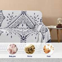 H.VERSAILTEX - Funda de sofá reversible funda de sofá para perro funda de sofá para la mayoría de los sofás protector de muebles con borlas funda de sofá seccional L 180 x 259 cm azul - Azul Marino/Blanco - Ver 6