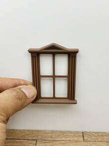 Decoración de ventana en miniatura para microescenas, modelo de ventana en miniatura de estilo europeo, modelo de ventana con techo inclinado, adecuado para decoración de casa de modelo 1:24, ventana con base plana - Ventana pequeña con techo inclinado - Ver 8