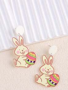 1 Pair Easter Bunny, Carrot, Chick Acrylic Print Earrings, Fashion Personalized Earrings Suitable For Men And Women, Holiday Party, Daily Wear, Birthday Gift, Friends, Couples, Exquisite Holiday Gift, Jewelry Gift - Multicolor - View 6