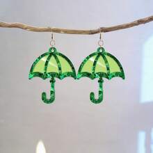 Glitter Raindrop Earrings, Glossy Pink Acrylic Long Pendant Earrings, Cute & Fashionable Jewelry Gift For Women - Multicolor - View 12