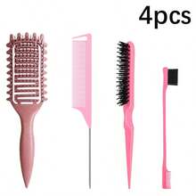 3件套/4件套/5件套软毛卷发梳、三排鬃毛梳、眉刷、定型梳、钢针尖尾梳、长尾梳。卷发造型梳套装,造型工具,沙龙美发师护发配件,美发造型工具,美发造型产品及美发沙龙美容旅行必备品。 - 彩色 - 查看 12