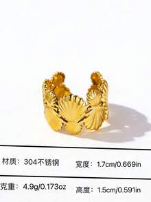 1 chiếc nhẫn điều chỉnh được bằng thép không gỉ thiết kế tối giản độc đáo, dây đeo bằng thép titan, phù hợp cho cả đeo hàng ngày và các dịp trang trọng. - Vỏ Vàng - Xem 2