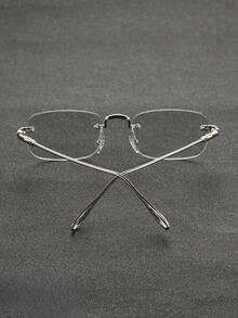 1 Pair Men's Frameless Rectangular Glasses, Modern Minimalist Fashion Eyewear With Clear Lenses, Suitable For Daily Wear, Street Style, Office, Business Casual & Everyday Use - Multicolor - View 9