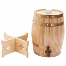 Fût à vin vertical en bois de 5 litres avec base et robinet, outils de brassage, idéal pour les maisons, hôtels, bars, cuisines, salles à manger et caves. - Voir 3