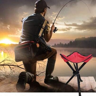3-Legged Tripod Support Non-Slip Design, Portable Multifunctional, Suitable For Outdoor Camping And Fishing, Tool Box Auxiliary Seat, Portable Folding Camping Stool (50cm), Black