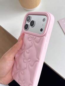 1个新款时尚粉色3D立体蝴蝶结绗缝手机壳，适用于苹果 17、17 Pro Max、16 Pro Max、16 Pro、16、15 Pro Max、15 Pro、15、14、13、12 Pro Max手机壳 - 淺粉色 - 查看 3