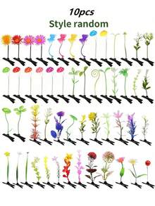 Bộ 1/5/10 kẹp tóc giả hình cây và bướm ngẫu nhiên, kẹp tóc hình cỏ, nấm và hoa dễ thương, phù hợp cho phụ nữ và bé gái - Hoàn hảo cho trường học, họp mặt gia đình, quà tặng Giáng sinh và Phục sinh, kẹp tóc, ghim cài tóc, kẹp tóc, mùa hè, kỳ nghỉ, du lịch. - Nhiều màu - Xem 11