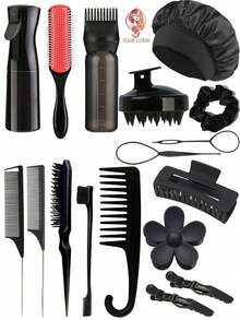 17/5/1-Piece Bathroom Hair Styling Set, Including A High-Pressure Spray Bottle And Sleep Cap, A Curling Comb Set, A Nine-Row Comb, A Wide-Tooth Hook Comb, A Double-Ended Comb, A Styling Comb, A Rat-Tail Comb, A Rat-Tail Comb, An Edge Comb, A Hairbrush, And A Massage Comb. - A - View 14