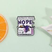 "I'm Pretty Tough But Some Days My Body Just Says NOPE" Fibromyalgia Enamel Pin | Purple Bird Chronic Illness Brooch For Backpacks, Jackets & Awareness Advocates - Multicolor - View 3