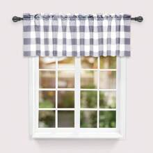 Simple Deluxe 3 Pcs Kitchen Curtains Buffalo Plaid Curtains for Windows Curtains Valance and Tier Set of 3 52" W x 15" Land26" W x 24" L White and Gray - Blanco y gris - Ver 3