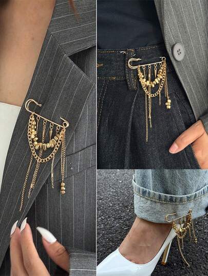 1pc Elegant Fashion Unique Vintage Luxurious Geometric Tassel Brooch Pin, Suitable For Business, Formal Events, Parties And Daily Wear