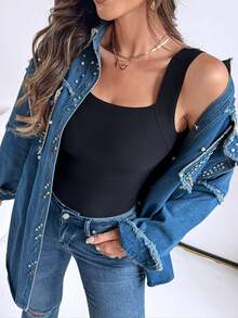 ChicMe Bộ 2 áo tank top nữ cổ chữ U có đệm ngực, chất liệu co giãn cao, không tay, ôm sát, kiểu dáng định hình, thích hợp mặc nhiều lớp vào mùa hè. - phong cách 1 - Xem 7