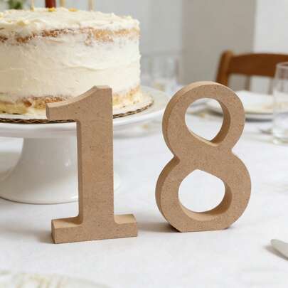 Natural Wood-Colored Upright Number 0-9, Wedding Table Number, Birthday Party Table Decoration, Newborn 30-Day Shooting Prop, Can Be Used As Room Number, House Number, Phone Number, DIY Graffiti Numbers, Suitable For Festival Table Decoration, Birthday Party Numbers, Christmas Gift Numbers, Birthday Numbers, Countdown Calendar, 3.15 Inch