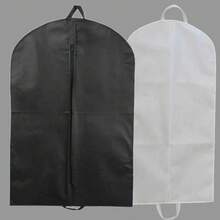 1 Peça Capa de Terno Respirável, Bolsa de Vestuário à Prova de Poeira Não Tecida com Alça Portátil, Adequada para Organização de Guarda-Roupa, Armazenamento de Viagem, Camisa, Casaco, Vestido, Jaqueta e Outras Proteções de Roupas. 3 Peças - Preto - Visão 2