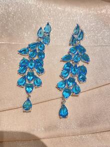 2pcs Luxurious Gradient Blue Teardrop Layered Earrings, For Evening Party & Festivals - Fashion Earrings - View 7