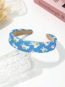 1个兔子和彩蛋印花海绵发箍，可爱兔子印花复活节头饰，宽发箍，适合女性日常、化妆、派对佩戴 - 彩色 - 查看 15