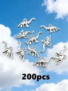 30/50/100/200/300 Pcs Vintage Silver Dinosaur Pendant Set - Alloy Animal Pendants, Suitable For DIY Jewelry, Necklace And Bracelet Making - Silver - View 21