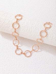 1件时尚几何圆形吊坠项链，独特礼物，适合青少年和日常佩戴 - 彩色 - 查看 4