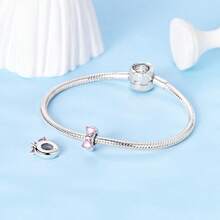 Hapour 粉色心形蝴蝶定位珠吊坠，适配原装手链项链，925银细珠，DIY饰品，女士礼物 - BKSC391 - 查看 3