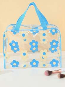 1pc Fashion Printed Transparent PVC Waterproof Travel Cosmetic Toiletry Bag, Large Capacity - Multicolor - View 2
