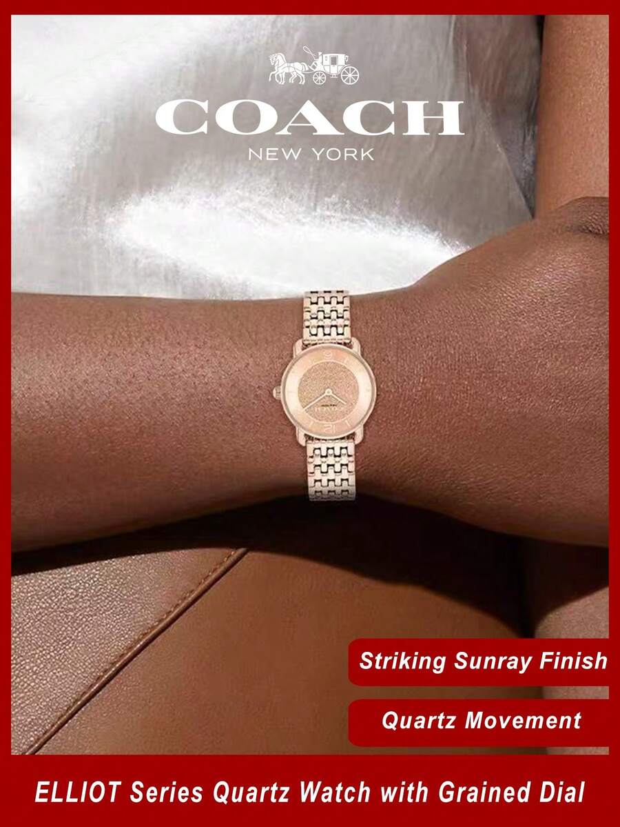 Coach ELLIOT Series Women's Watch, Rose Gold Tone Case Rose Gold Stainless Steel Band Gold Sand Dial - 玫瑰金 - 查看 1