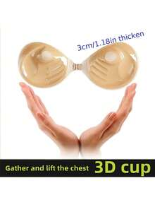 1pc Palm-Shaped Silicone Invisible Bra, Push-Up 3cm Thick Padding, Strapless Breast Pads Suitable For Large And Small Chests, Perfect For Daily Wear, Wedding Dress, Evening Gown, Party - Multicolor - View 2