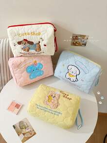 1pc Cute Puppy Portable Cosmetic Bag For Women Portable Large Capacity Skin Care Makeup Brush Storage Bag Travel Outing Toiletry Bag Multifunctional Cosmetic Bag Storage Bag Travel Business Travel Portable Storage Bag With Handle Make Up Bag Makeup Pouch Wash Bag Makeup Storage Durable Mothers Day Gift Holiday Essentials Mother Gifts - Multicolor - View 3