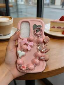 1 pieza Funda de teléfono con cuentas con forma de corazón y mariposa con lazo rosa, adecuada como regalo de pareja compatible con Samsung Galaxy S25, S24, S24Plus/S24+, S24Ultra, S24FE, S20, S21, S22, S23 y 11/11 Pro/11 Pro Max/12/12 Pro/12 Pro Max/13/13 Pro/13 Pro Max/14/14 Pro/14 Pro Max/15/15 Pro/15 Pro Max/16/16 Pro/16 Pro Max iPhone16E, G04/G05/G13/G14/G15/G22/G24/G32/G60/G85 Spark 30C, SMART 5/6/7/8/9/10/A57/, A5X, versión internacional, no la versión nacional, regalo de primavera - Rosa - Ver 6
