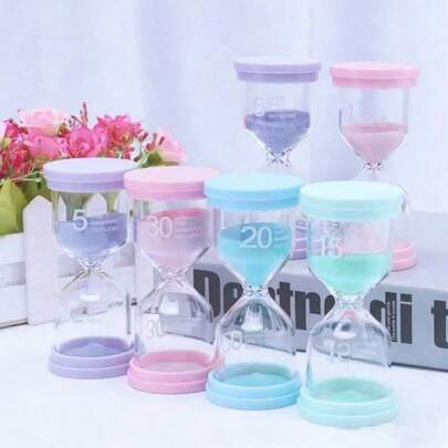 1pc Colorful Macaron Timer, 1/3/5/10/15/30 Minutes Sand Timer, Home Decor, Kids Study Timer