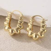 1 Pair Creative Minimalist U-Shaped Carved Pendant Earrings, Halloween Accessory U-Shaped Hammer Ball Earrings, Perfect Holiday Gift Accessory Earrings - Golden - View 7