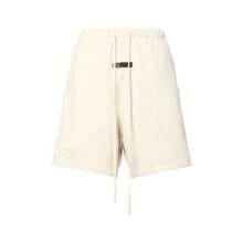 Essentials -Fear Of God FW22 Collection Casual Sweat Shorts, Unisex Mid Length, Elastic Waistband With Drawstring, Soft Breathable Cotton Fabric, Relaxed Loose Fit, Urban Street Style, Comfortable Loungewear For Mild Winter Days - 珊瑚 - 查看 3