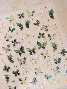 1pc 5D Nail Art Stickers Fragment Colourful Shell Light Butterfly High Quality Nail Stickers Spring Nail Art Decal Design Manicure Nails Nail Supplies - 多色-1 - 查看 3