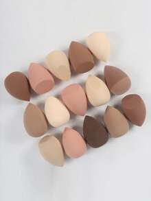 4/2/1pcs Dual-Color Makeup Sponges, Random Colors And Shapes, Blending Beauty Sponges For Liquid, Cream And Powder Makeup, Latex-Free Wet And Dry Use, Suitable For All Skin Types - 卡其色 - 查看 8