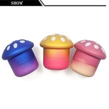 70mm Mushroom Shaped Spice Grinder With Handle, Zinc Alloy 4-Layer Herb Crusher, Unique Painting Grind Mill For Dry Herbs, Gift For Men Women - 黃色 - 查看 2