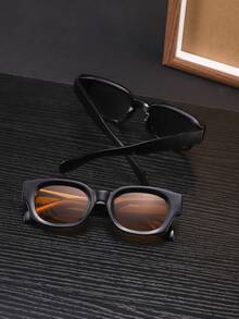 Men's Fashion Basic Rectangular PC Frame Glasses, Suitable For Office And Daily Wear, Comes With Glasses Case - Multicolor - View 7