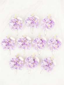 1pc/6pcs Set Hydrangea Flower Lapel Pin For Men, Suitable For Weddings, Grooms And Groomsmen; Ranunculus Flower Boutonniere, Realistic Polyester Wrist Corsage Pin, Perfect For Weddings, Parties, Anniversaries - Boutonniere - View 22