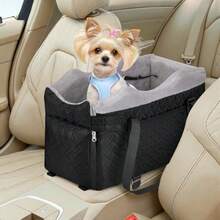 Center Console Dog Car Seat - Portable Car Seat With Washable Cover Safety Leash And Storage Pockets Dog Booster For Small Dogs Up To 9 Lbs - Black - View 1