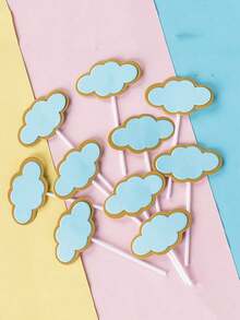 8pcs White Cloud Cake Decorations, 3D Foam Cake Toppers Suitable For Birthday Party, Opening Celebration, Party Supplies, Father's Day, Christmas - Multicolor - View 4