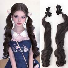 Tóc giả đuôi ngựa sợi tổng hợp 20 inch, 2 chiếc, tóc dài xoăn kiểu búp bê cho nữ, tóc đuôi ngựa thắt nơ bán sỉ - Nhiều màu - Xem 10