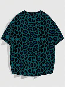 男士字母豹纹短袖单排扣棒球衫 - 彩色 - 查看 2