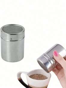 2pcs 1pc Stainless Steel Powdered Sugar Shaker With Lid, Powder Sifter, Flour Sifter, Suitable For Baking Soda, Cocoa Powder, Cornstarch, Coffee Powder, Flour And Other Powders, Stainless Steel Material, Suitable For Cinnamon Powder, Powdered Sugar, Cornstarch, Baking Supplies, Kitchen Accessories - Multicolor - View 8