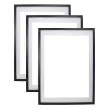 Picture Frames Set Of 3, Wall Mounting, Fits 40x60cm With Mat Or 50x70cm Without Mat - Black - View 1