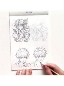 1 Beginner's Anime & Manga Drawing Book With Step-By-Step Tutorials And Female Facial Line Art - Anime Style Figure Sketching Notebook With Shading And Expression Techniques, Suitable For Anime Fans And Artists, Includes Practice Pages And Sketching Materials, Random Black & White Line Art Cover Design, Anime Drawing - Random Color - View 3